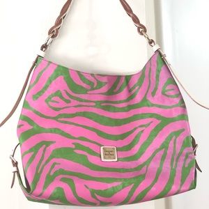 Dooney & Bourke Pink and Green Zebra Purse